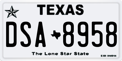 TX license plate DSA8958