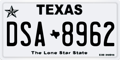 TX license plate DSA8962