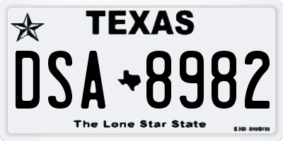 TX license plate DSA8982