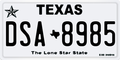 TX license plate DSA8985