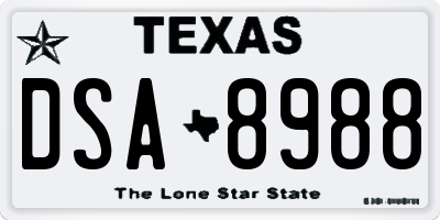 TX license plate DSA8988