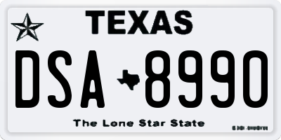TX license plate DSA8990