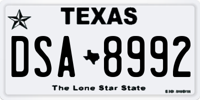 TX license plate DSA8992