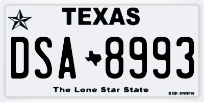 TX license plate DSA8993