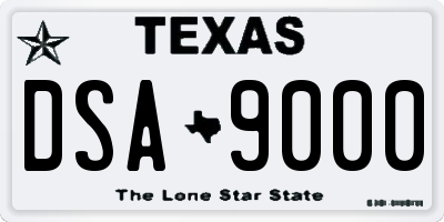 TX license plate DSA9000