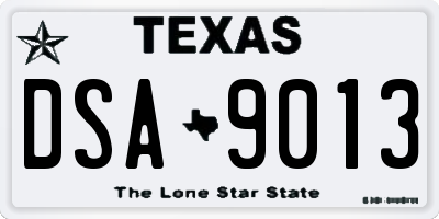 TX license plate DSA9013