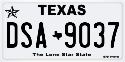 TX license plate DSA9037
