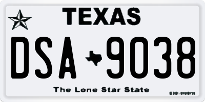 TX license plate DSA9038