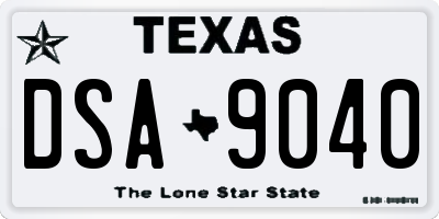 TX license plate DSA9040