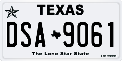 TX license plate DSA9061