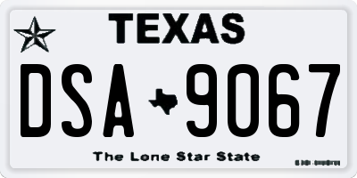 TX license plate DSA9067