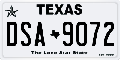 TX license plate DSA9072