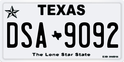 TX license plate DSA9092