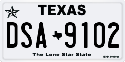 TX license plate DSA9102