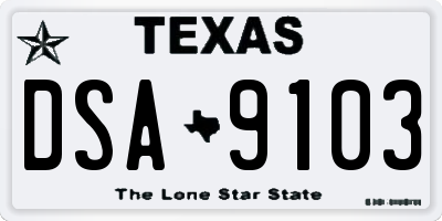 TX license plate DSA9103