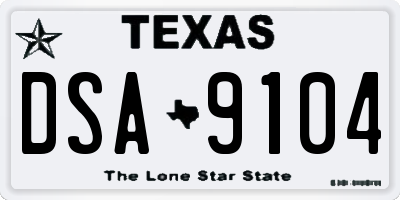 TX license plate DSA9104