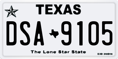 TX license plate DSA9105