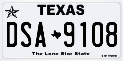 TX license plate DSA9108