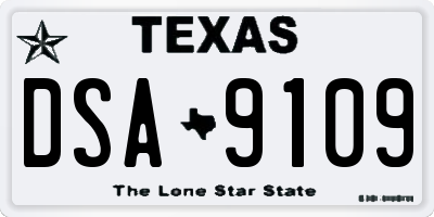 TX license plate DSA9109