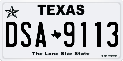 TX license plate DSA9113
