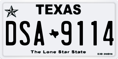 TX license plate DSA9114