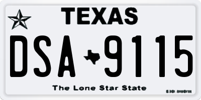 TX license plate DSA9115