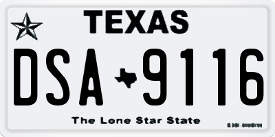 TX license plate DSA9116