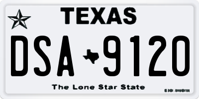 TX license plate DSA9120