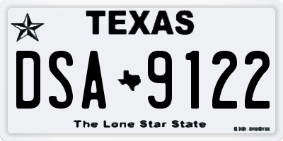 TX license plate DSA9122