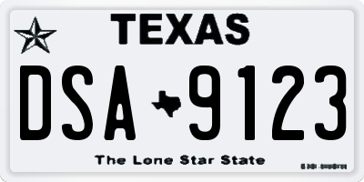 TX license plate DSA9123