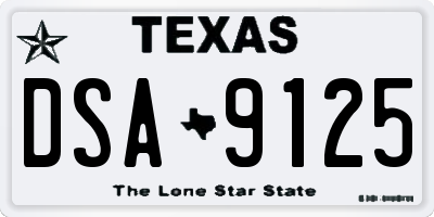 TX license plate DSA9125