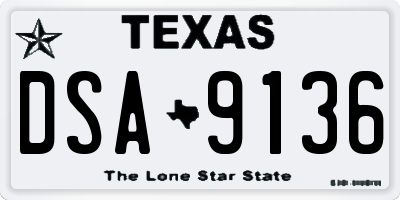 TX license plate DSA9136