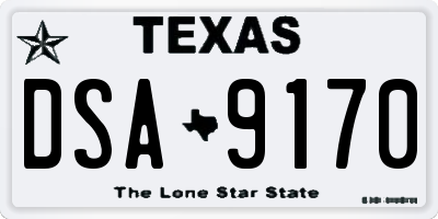 TX license plate DSA9170