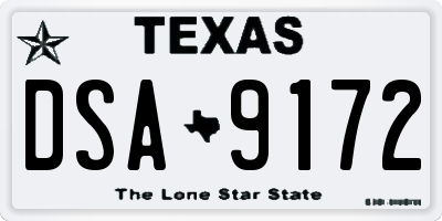 TX license plate DSA9172