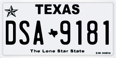 TX license plate DSA9181