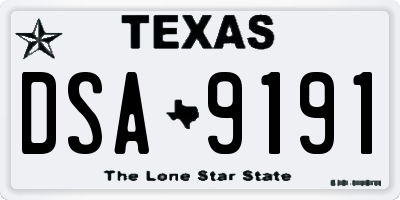 TX license plate DSA9191
