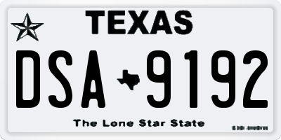 TX license plate DSA9192