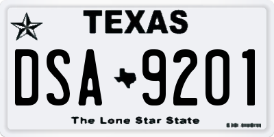 TX license plate DSA9201