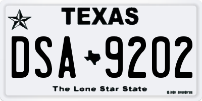TX license plate DSA9202