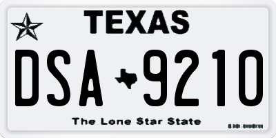 TX license plate DSA9210