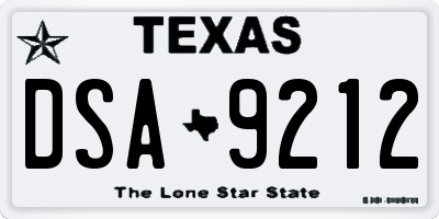 TX license plate DSA9212