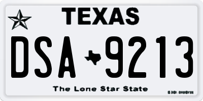 TX license plate DSA9213