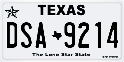 TX license plate DSA9214