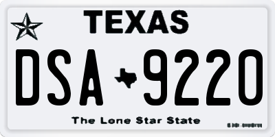 TX license plate DSA9220
