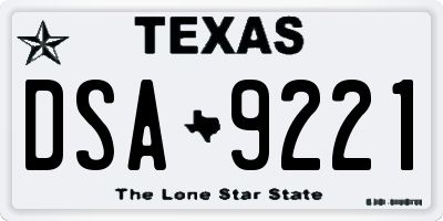 TX license plate DSA9221