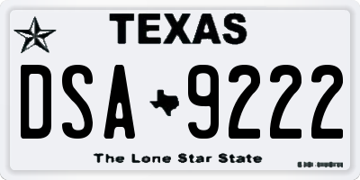 TX license plate DSA9222