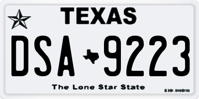 TX license plate DSA9223