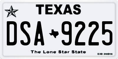 TX license plate DSA9225