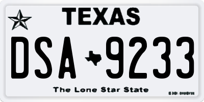 TX license plate DSA9233