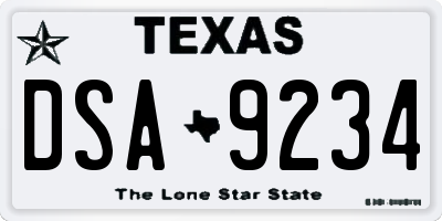 TX license plate DSA9234
